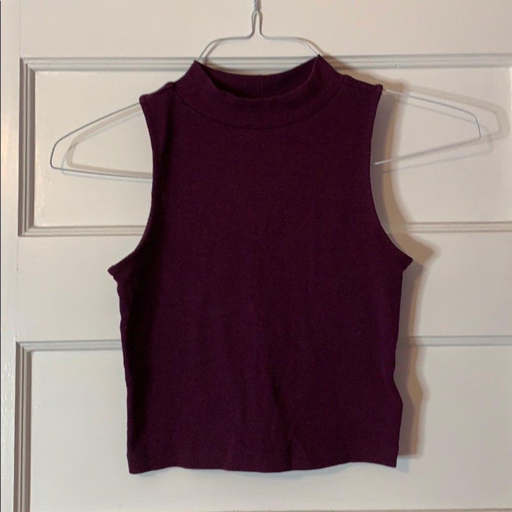Maroon Halter Faux Sweater Crop Top